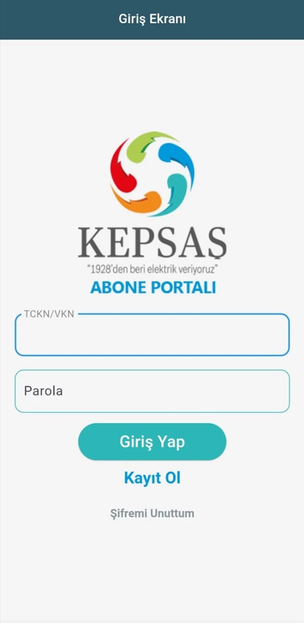 KEPSAŞ mobil uygulaması ana ekranı